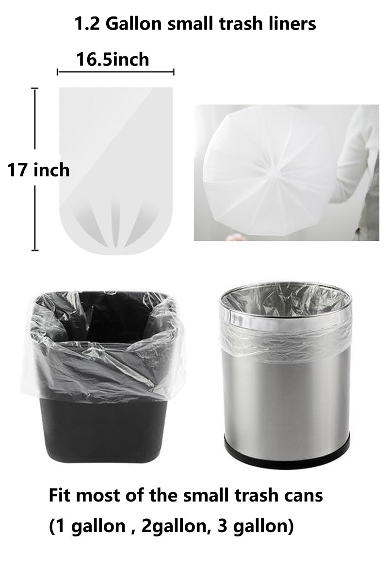 YYaaloa 200Pcs Small Trash Bags 1.2 Gallon Small Clear Garbage Bags Strong, Leakage-Free,Unscented Thick for Bathroom, Office, Kitchen Waste Basket 3-6 Liter Waste Bins (Clear 1.2 Gallon, 200 count) - Image 2